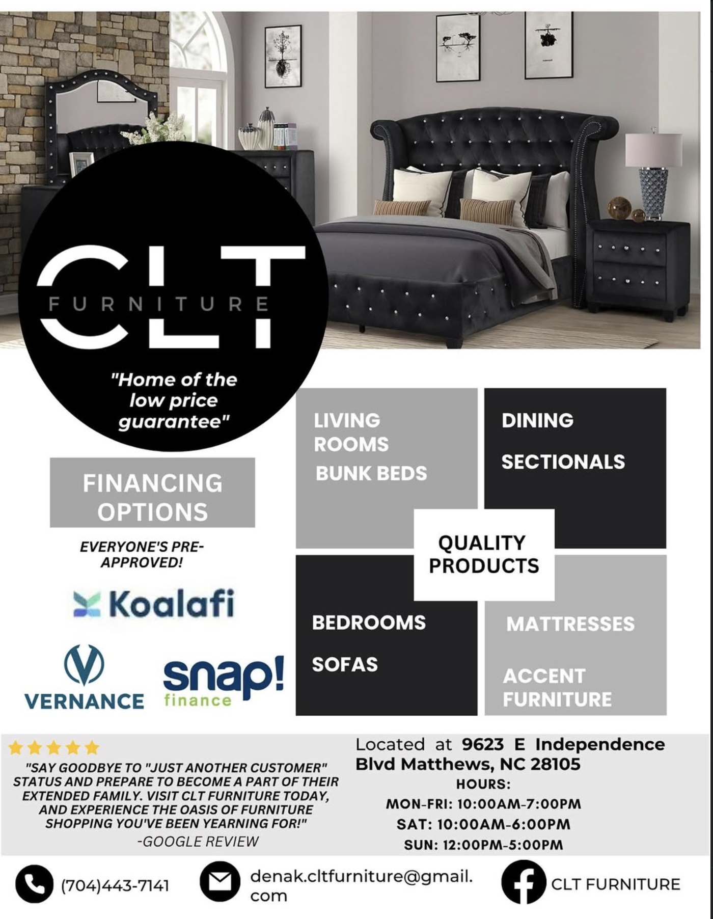 CLT Furniture featured product flyer preview