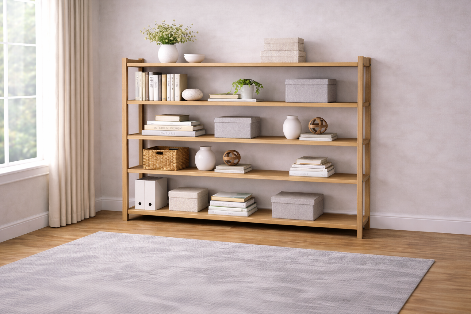 Bookshelf with open shelving for office organization