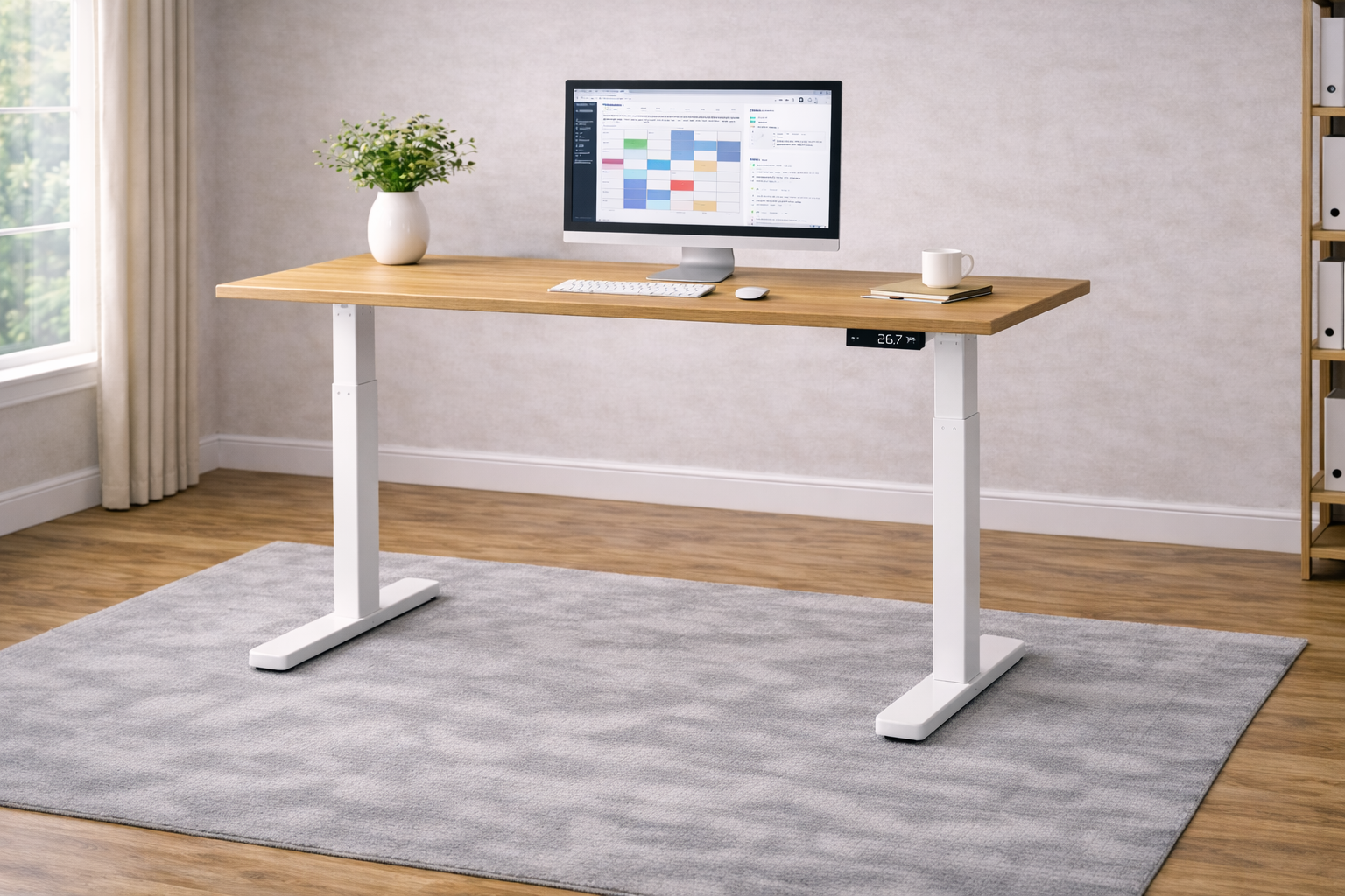 Standing desk for sit-stand workspace flexibility